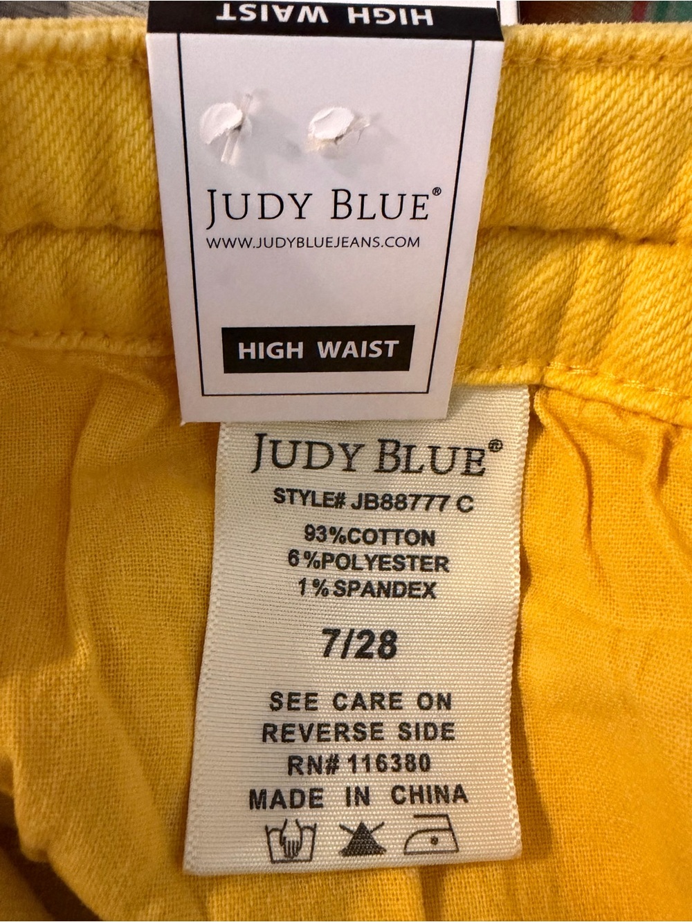 Judy Blue Yellow High Rise Braided Waist Wide Leg Crop Jeans Sz 7/28 NWT - Picture 7 of 8
